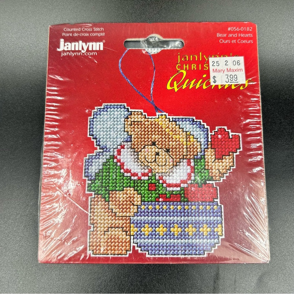 Janlynn Bear & Hearts Counted Cross Stitch Kit 2003 Sealed Plastic Canvas